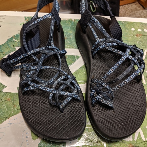 ONLY WORN ONCE! Triple strap navy Chacos. - Picture 1 of 3